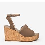 Nero Giardini  Kadın Sandalet E307663D NeroGiardini VELOUR PU.MUSA 8901P RICOPE 405-Castoro