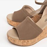 Nero Giardini  Kadın Sandalet E307663D NeroGiardini VELOUR PU.MUSA 8901P RICOPE 405-Castoro