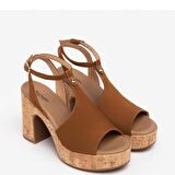 Nero Giardini  Kadın Sandalet E307671D NeroGiardini VELOUR TABACCO PU.MARSALA RICOPERTO 326-Tabacco