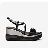 Nero Giardini  Kadın Sandalet E307700D NeroGiardini TAMIGI POLI.PEROSA 42695 100-Nero