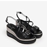 Nero Giardini  Kadın Sandalet E307700D NeroGiardini TAMIGI POLI.PEROSA 42695 100-Nero