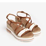 Nero Giardini  Kadın Sandalet E307701D NeroGiardini ARMENIA SKIPPER MILK POLI.PEROSA 42695 BI329-Cognac