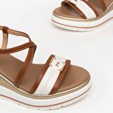 Nero Giardini  Kadın Sandalet E307701D NeroGiardini ARMENIA SKIPPER MILK POLI.PEROSA 42695 BI329-Cognac