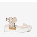 Nero Giardini  Kadın Sandalet E307841D NeroGiardini VERNICE 1039 NAPPA PANDORA SALVIA T.GIOVE BEIGE VELVET 711-Latte