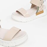 Nero Giardini  Kadın Sandalet E307841D NeroGiardini VERNICE 1039 NAPPA PANDORA SALVIA T.GIOVE BEIGE VELVET 711-Latte