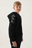 Kappa Siyah Yaka Fermuarlı Baskı Detay Erkek Çocuk Sweatshirt