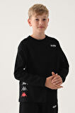 Kappa Siyah Bisiklet Yaka Kappa Logo Baskılı  Erkek Çocuk Sweatshirt