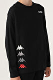 Kappa Siyah Bisiklet Yaka Kappa Logo Baskılı  Erkek Çocuk Sweatshirt