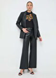 Versace Jeans Couture Yuvarlak Yaka Baskılı Siyah Kadın T-Shirt 76HAHG00
