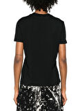 Versace Jeans Couture Yuvarlak Yaka Baskılı Siyah Kadın T-Shirt 77HAHE09