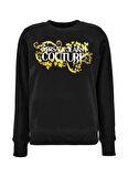 Yuvarlak Yaka Siyah Kadın Standart Baskılı Sweatshirt 77HAIE05