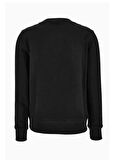 Yuvarlak Yaka Siyah Kadın Standart Baskılı Sweatshirt 77HAIE05