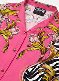 Versace Jeans Couture Standart Gömlek Yaka Çizgili Pembe Kadın Gömlek 78HAL2P9
