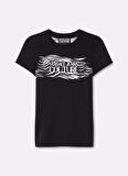 Versace Jeans Couture Yuvarlak Yaka Baskılı Siyah Kadın T-Shirt 78HAH606