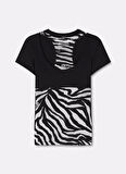 Versace Jeans Couture Yuvarlak Yaka Baskılı Siyah Kadın T-Shirt 78HAH606