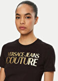 Versace Jeans Couture Yuvarlak Yaka Baskılı Siyah Kadın T-Shirt 78HAHT01