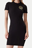 Kadın Vestiti Aplike Armalı Elbise - Siyah | S