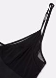 Versace Jeans Couture V Yaka Düz Siyah Uzun Elbise 78HAO900