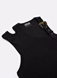Versace Jeans Couture Klasik Yaka Düz Siyah Kadın Body 78HAM603