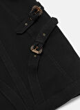 Versace Jeans Couture Kare Yaka Düz Siyah Kısa Kadın Elbise 78HAO952