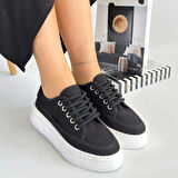 Carin Siyah Keten Bağcıklı Spor Ayakkabı