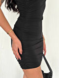 Tek omuz mini elbise 3916