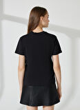 Just Cavalli Bisiklet Yaka Baskılı Siyah Kadın T-Shirt 74PBHG00