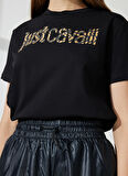 Just Cavalli Bisiklet Yaka Baskılı Siyah Kadın T-Shirt 74PBHG03