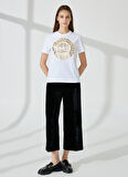 Just Cavalli Bisiklet Yaka Baskılı Beyaz Kadın T-Shirt 74PBHF03