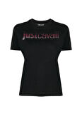 Just Cavalli Bisiklet Yaka Baskılı Siyah Kadın T-Shirt 75PAHE00