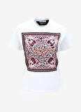 Just Cavalli Bisiklet Yaka Baskılı Beyaz Kadın T-Shirt 75PAHF04