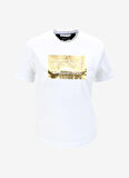 Just Cavalli Bisiklet Yaka Baskılı Beyaz Kadın T-Shirt 75PAHG06