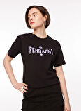 Chiara Ferragni Bisiklet Yaka Baskılı Siyah Kadın T-Shirt 75CBHT03