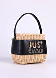 Just Cavalli Bej - Siyah Kadın Plaj Çantası 76RA4BD2ZG264717