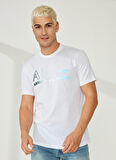 Bisiklet Yaka Baskılı Beyaz Erkek T-Shirt 3RZTJA 1100-WHITE