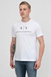 Armani Exchange Bisiklet Yaka Düz Beyaz Erkek T-Shirt 8NZTCJ 1100-WHITE