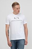 Armani Exchange Bisiklet Yaka Düz Beyaz Erkek T-Shirt 8NZTCJ 1100-WHITE