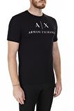 Armani Exchange Bisiklet Yaka Düz Siyah Erkek T-Shirt 8NZTCJ 1200-BLACK