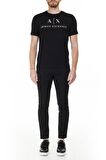Armani Exchange Bisiklet Yaka Düz Siyah Erkek T-Shirt 8NZTCJ 1200-BLACK