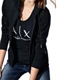 Bisiklet Yaka Baskılı Siyah Kadın T-Shirt 8NYT70