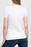 Bisiklet Yaka Kadın T-Shirt-Beyaz | XL
