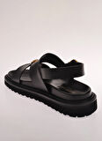 Roberto Cavalli Deri Siyah Sandalet 27735