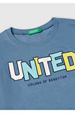 Erkek Çocuk Havacı Mavi Benetton Logo Baskılı Uzun Kollu T-Shirt