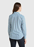 Benetton Regular Fit Gömlek Yaka Mavi Kadın Gömlek 5Q6SDQ0AY