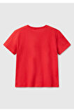 Erkek Çocuk Kırmızı Benetton Logo Baskılı T-Shirt
