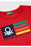 Erkek Çocuk Kırmızı Benetton Logo Baskılı T-Shirt