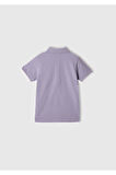 Erkek Çocuk Mor Logolu Pike Polo T-Shirt
