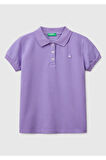 Kız Çocuk Mor Logolu Pike Polo T-Shirt