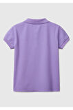 Kız Çocuk Mor Logolu Pike Polo T-Shirt