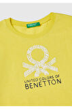 Erkek Çocuk Sarı Benetton Logo Baskılı Uzun Kollu T-Shirt